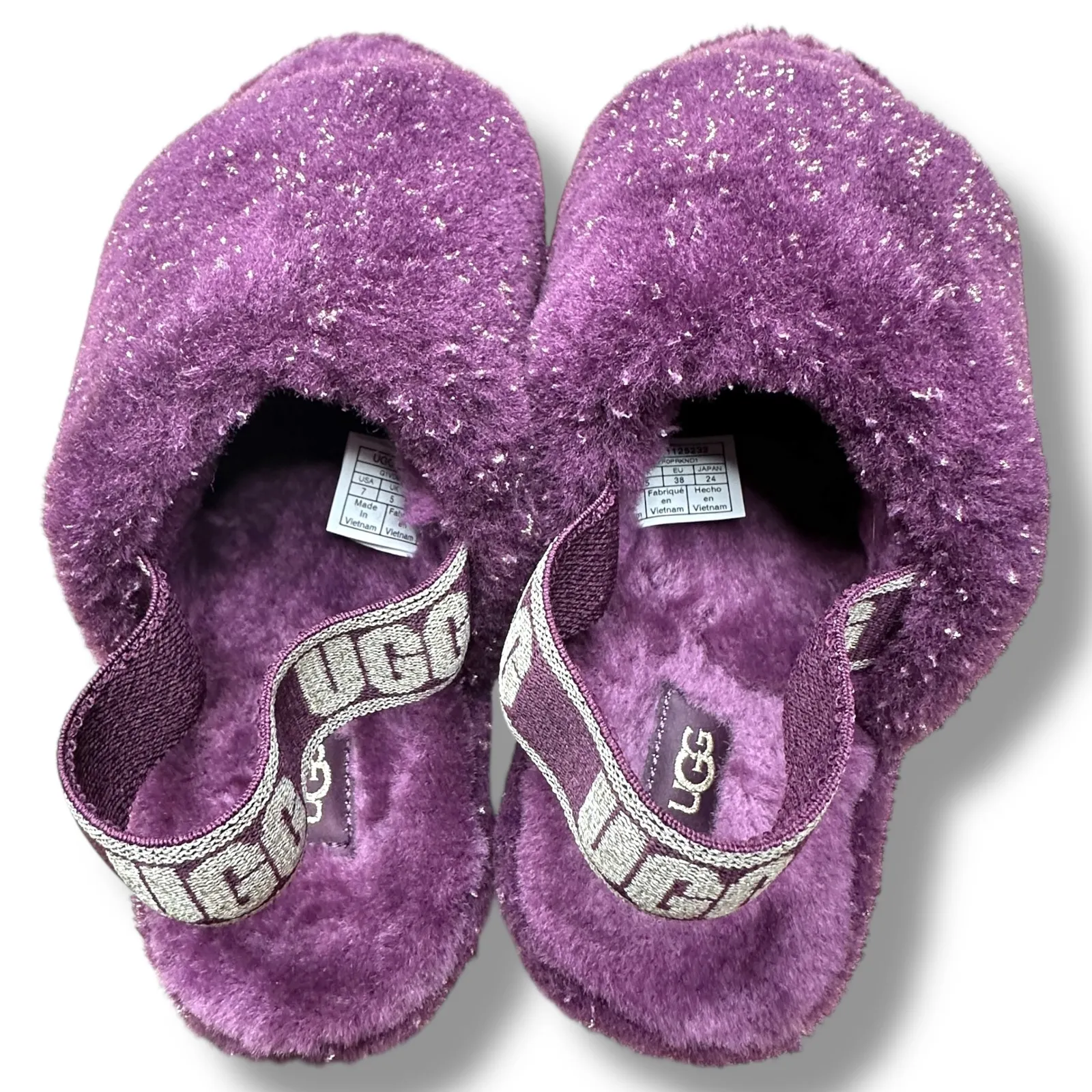 NWOB UGG Women's Oh Yeah Purple Glitter Fluff Slingback‎ Sandal Slides US 7 - Image 4