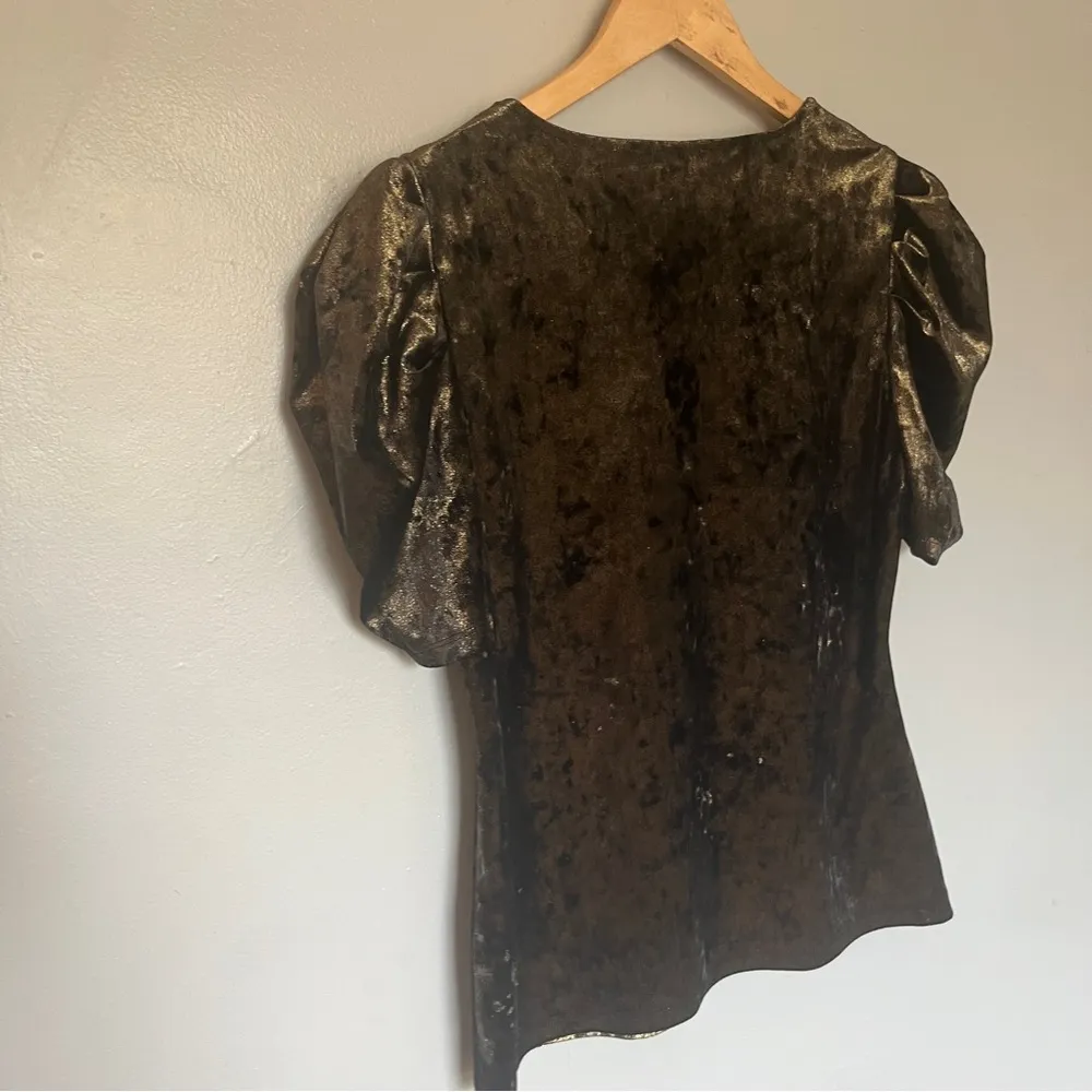 INC International Concepts Women's Velvet Glitter Top Gold Black Medium - Image 5