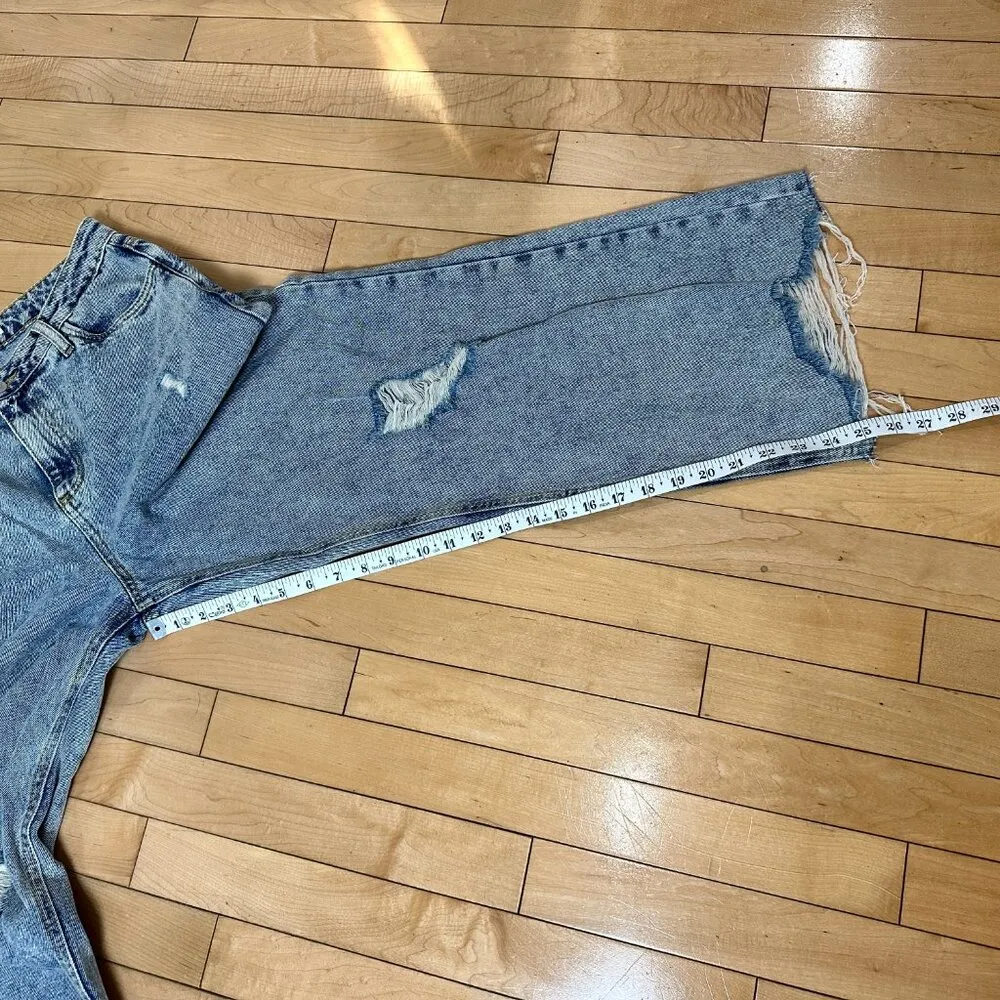 AVEC LES FILLES Acid Wash Distressed Destroyed Wide Leg Denim Jeans Size 29 - Image 7