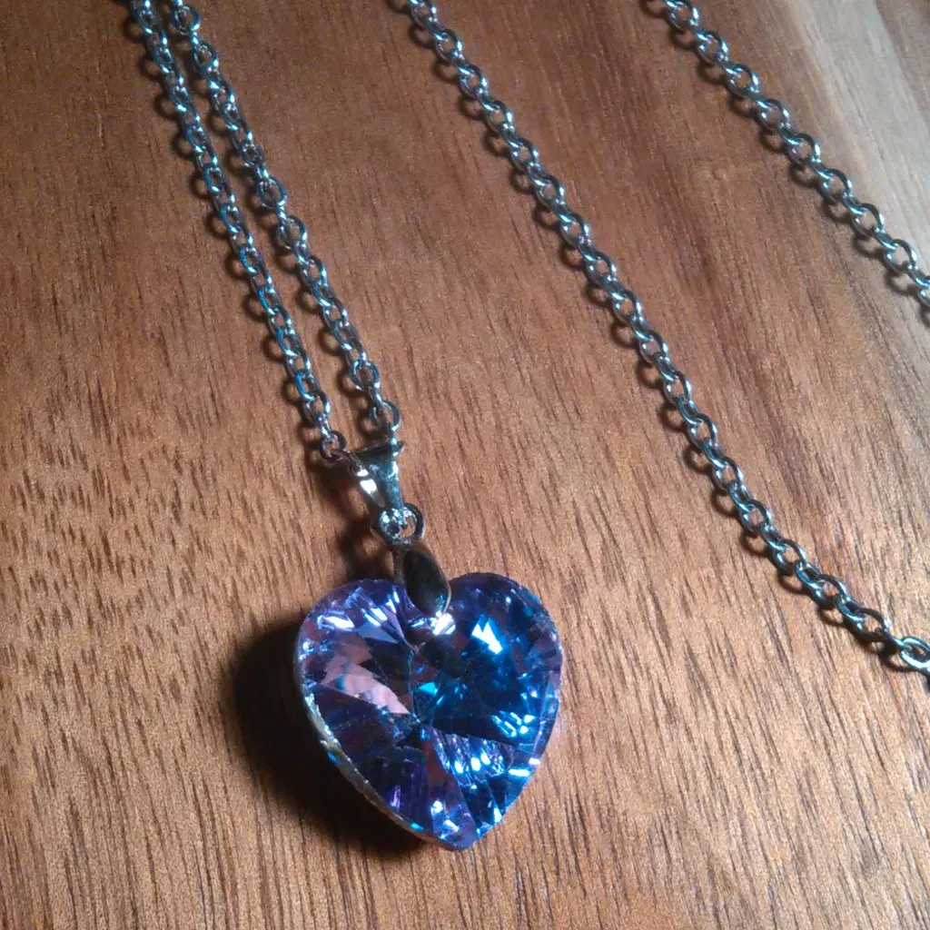 Mystic Color Crystal Heart Brass Pendant Stainless Steel Necklace - Image 3