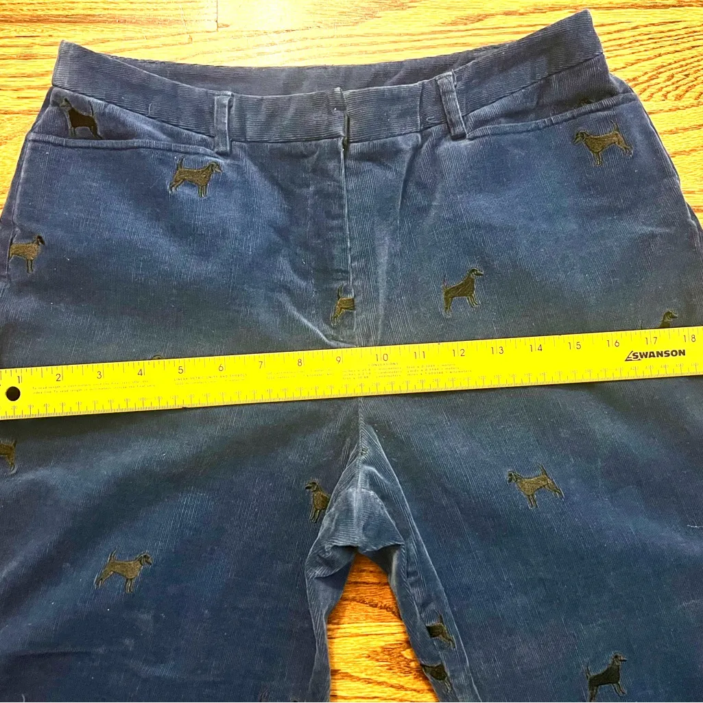 Lilly Pulitzer Blue Corduroy Velour Pants with Black Dog Embroidery Size 6 - Image 7