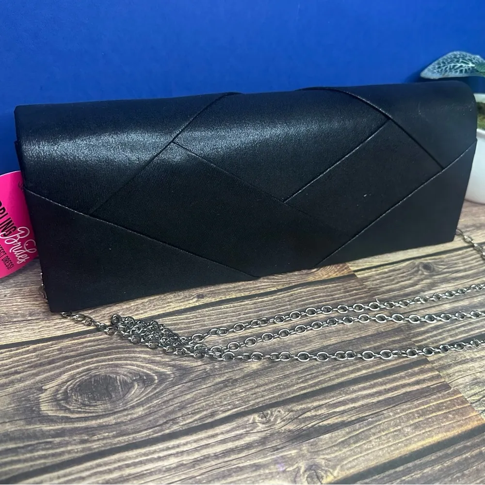 Elegant Black Clutch with Chain Strap for Bridesmaid or Special Occasion *Used - Image 2