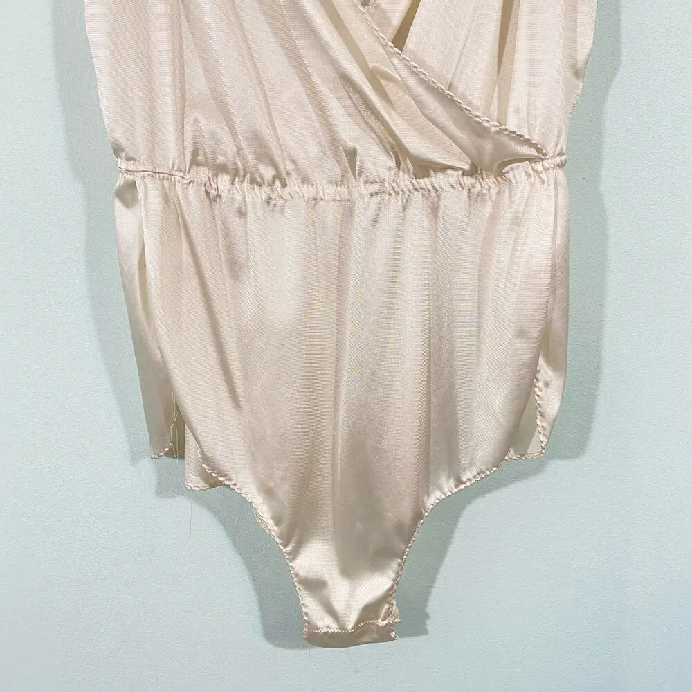 Vtg Wonder Maid Cream Satin Sweetheart Neckline Bodysuit Size 32 Union USA Made - Image 3