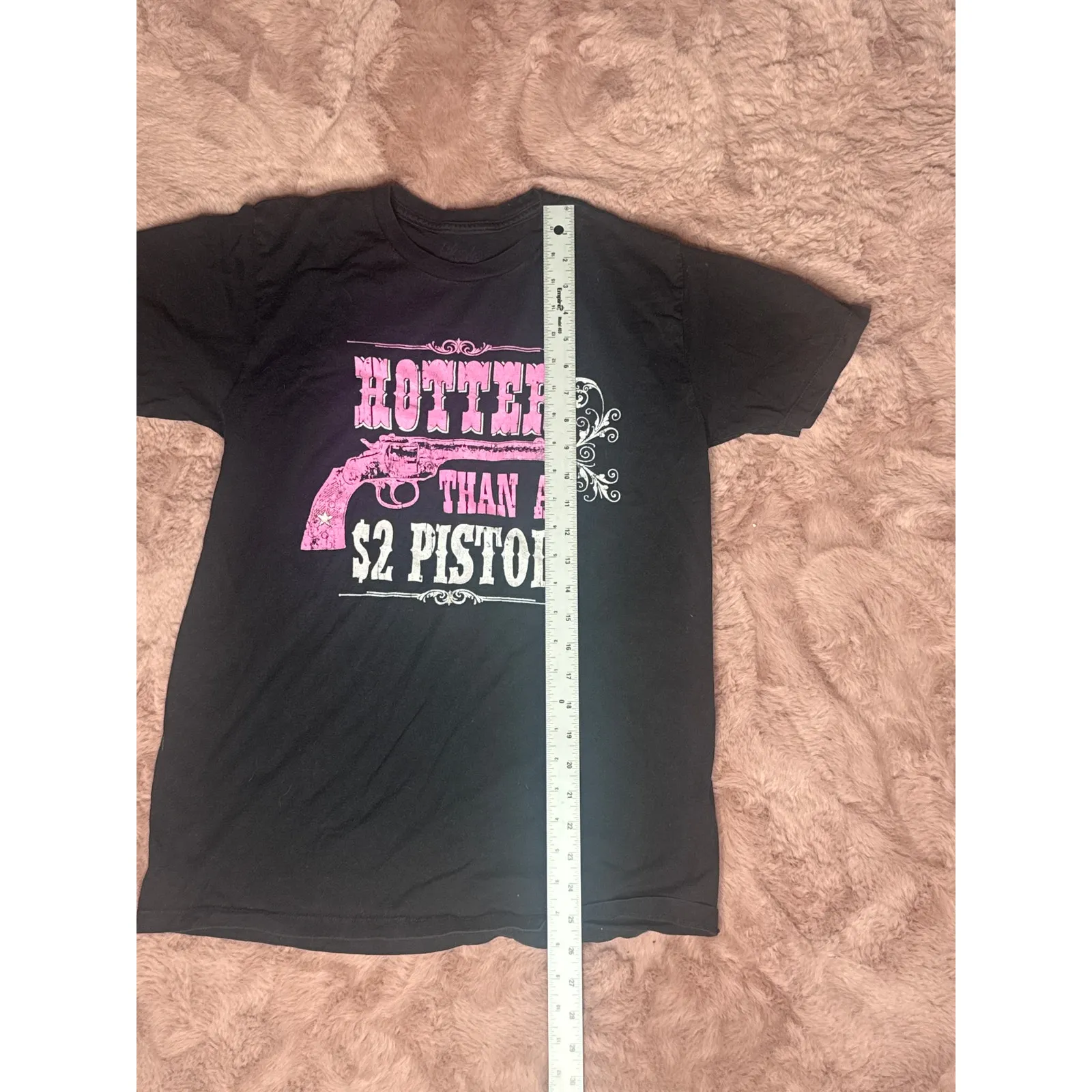 Y2K Lifestyle Classics “Hotter Than a $2 Pistol” Tee Black Pink Women’s S - Image 3