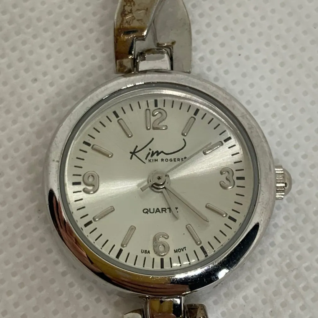 Kim Rogers silver tone women watch 22mm round case quartz analog 6” running - Image 3