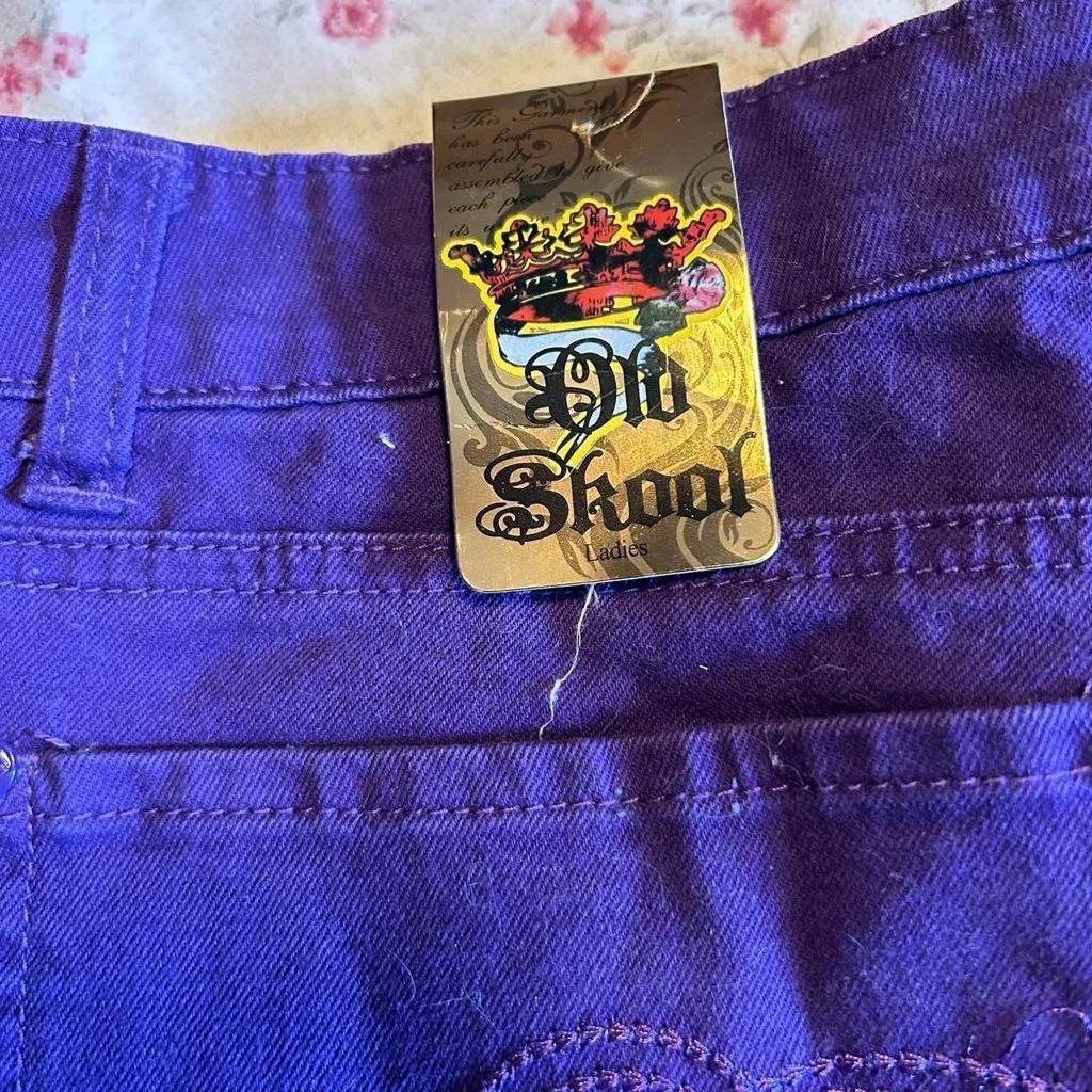 NWT Old Skool Juniors Distressed Jeans Sz 15 Purple - Image 3