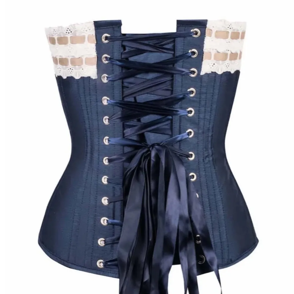 Corset Story Victorian Double Layered Ribbon Straight Overbust Corset Blue UK 10 Size undefined - Image 4