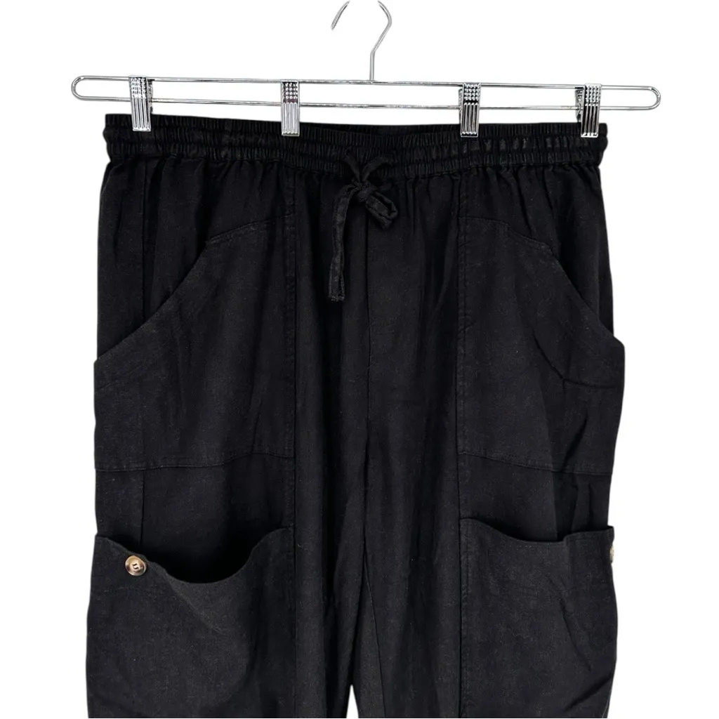 Heyson Black Mineral Wash Cargo Pants size 2X Elastic Waist Linen Cotton NWT Gray - Image 2