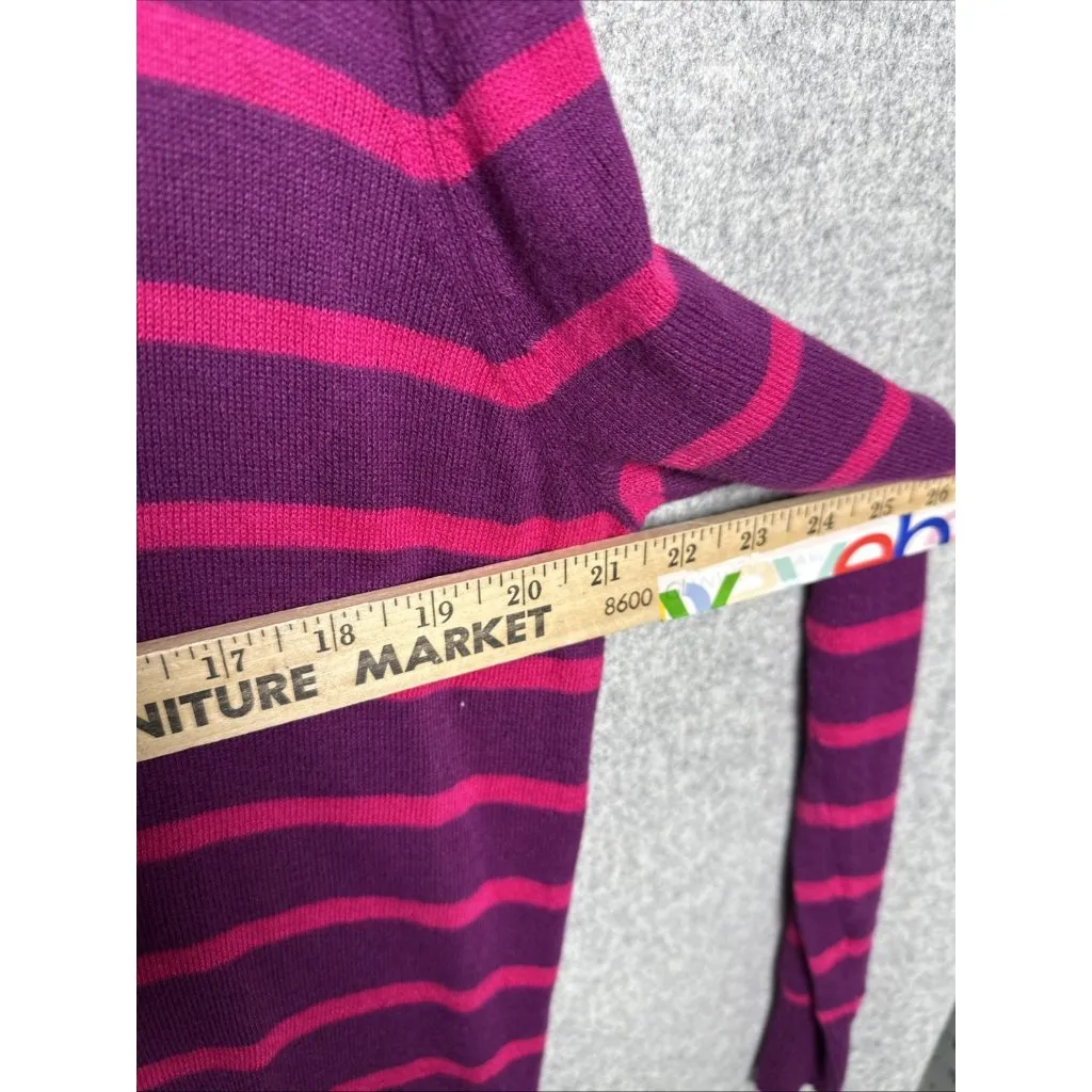 Faded Glory XL Women Cardigan Sweater Pink Striped Lightweight Long Sleeve Vneck - Image 5