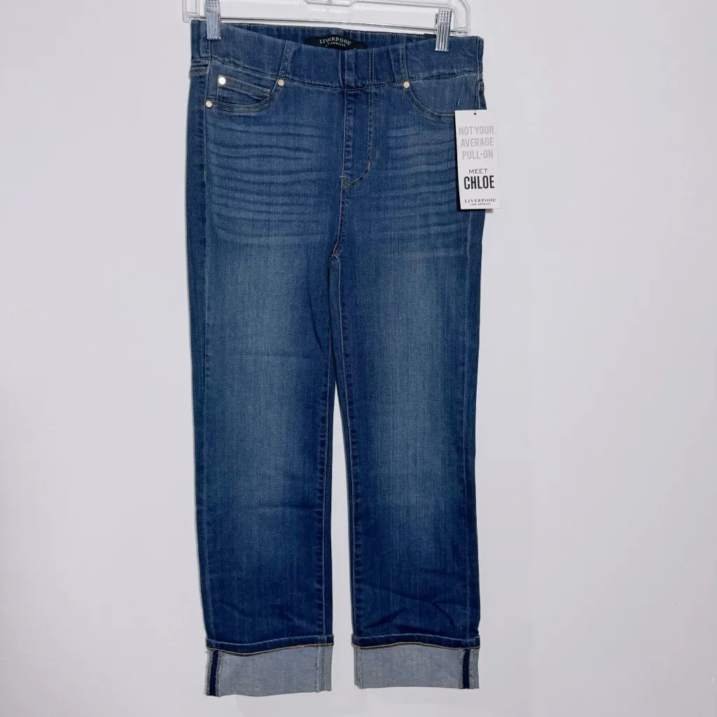 NWT Stitch Fix Liverpool Chloe Crop Rolled Up Cuff Pull On Capri Size 4/27 - Image 3