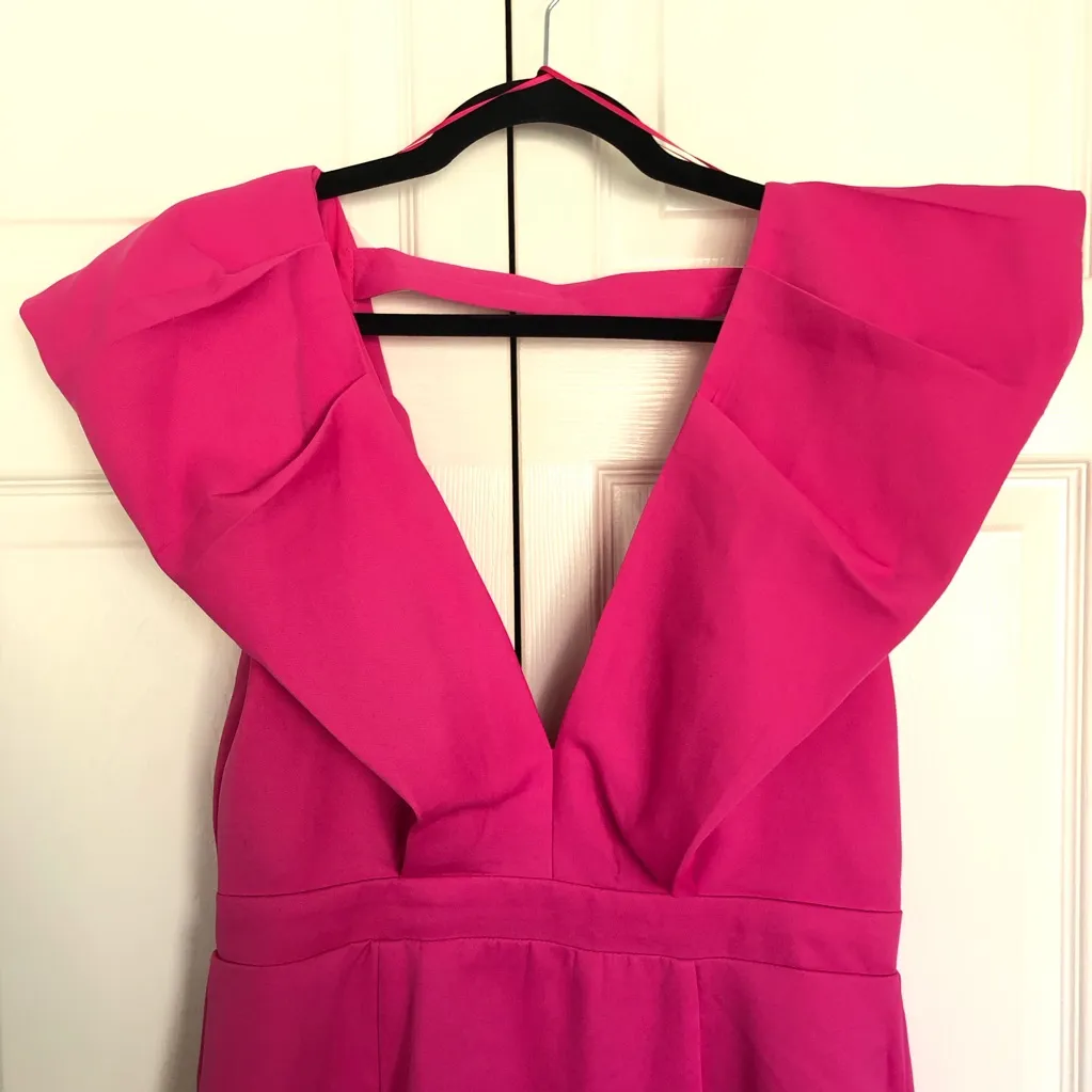 Luxxel Pink  Double Slit Open Back Puffy Sleeve Dress Size L - Image 4