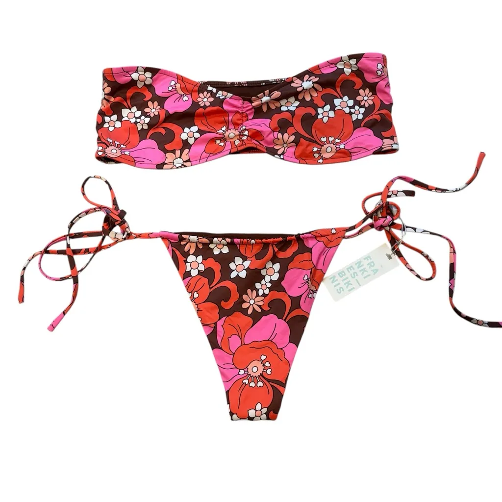 NWT, Frankie’s  BIKINIS Jeanette Strapless Top/Tia Bikini Bottom Tropics Sz Lg - Image 5
