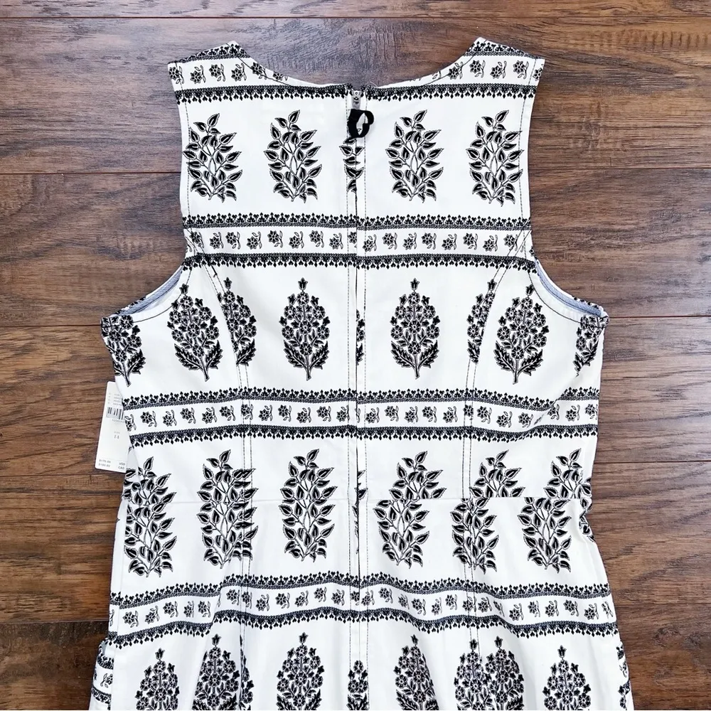 Anthropologie • Woodblock Midi Dress cream brown floral print stretch twill - Image 13