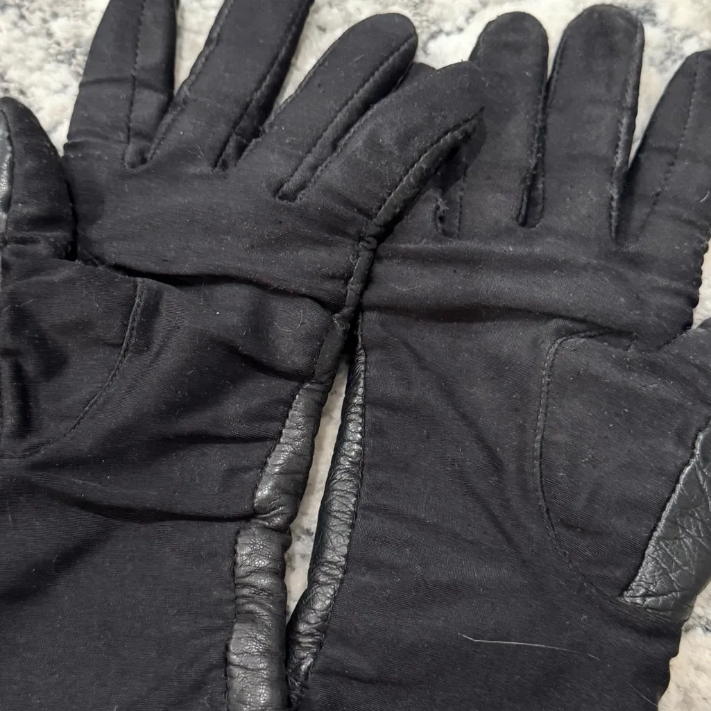 Isotoner Black Genuine Leather VINTAGE Winter Gloves - Image 5
