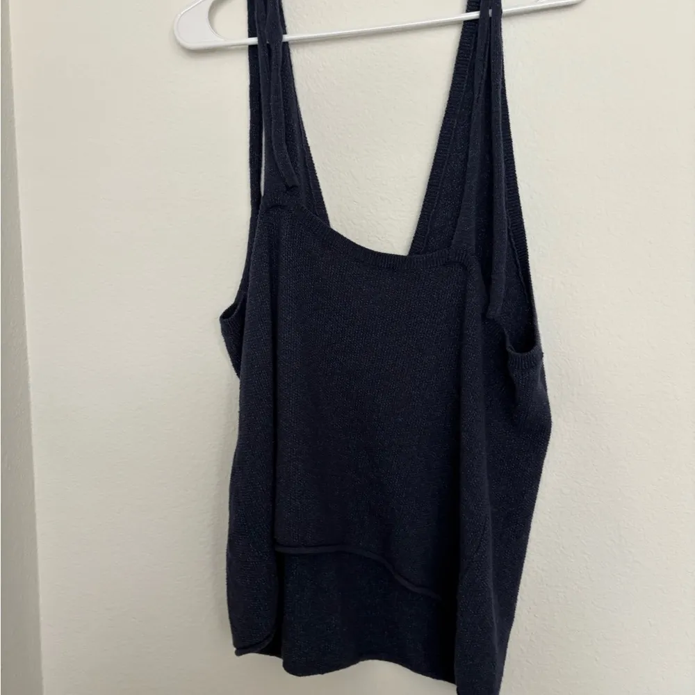 FP Beach Size L Blue Tank Tie Adjustable Straps Womens knit top - Image 2