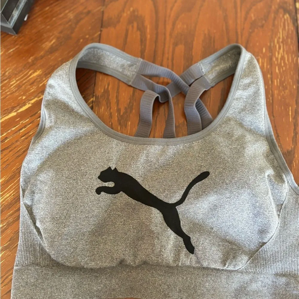 Puma gray and black sports bra - Image 4