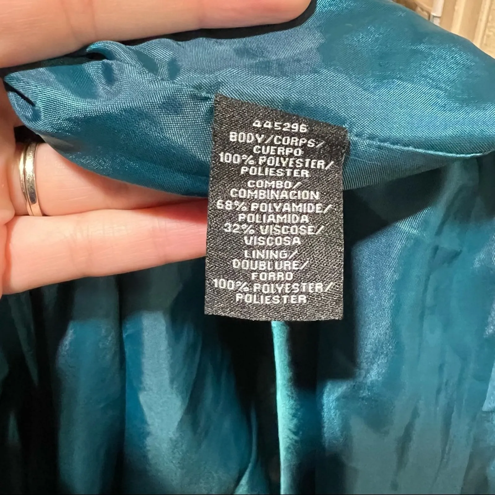 ML Monique Lhuillier Teal Mesh Polka Dot Ball Gown - Image 9