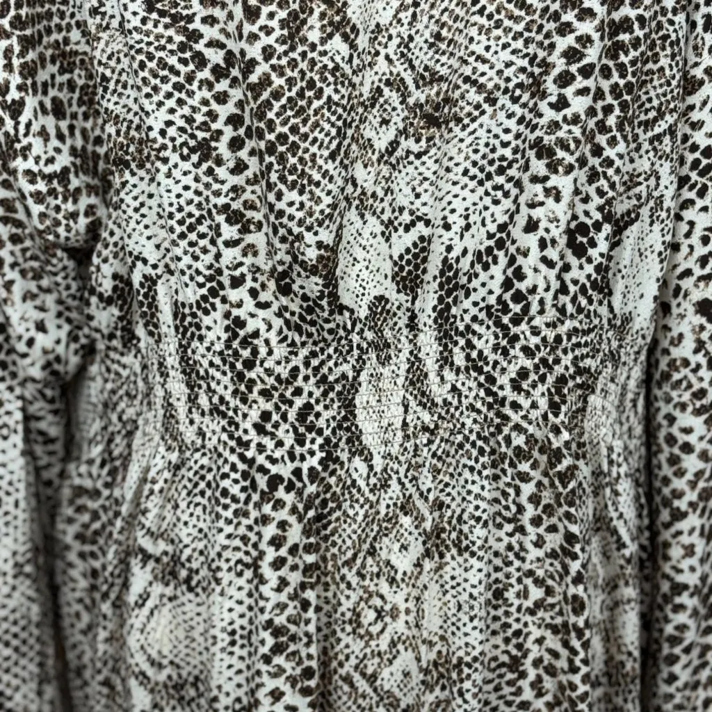 NEW Free People S Wild Nights Animal Print Long Duster cardigan Brown Cream Boho - Image 4