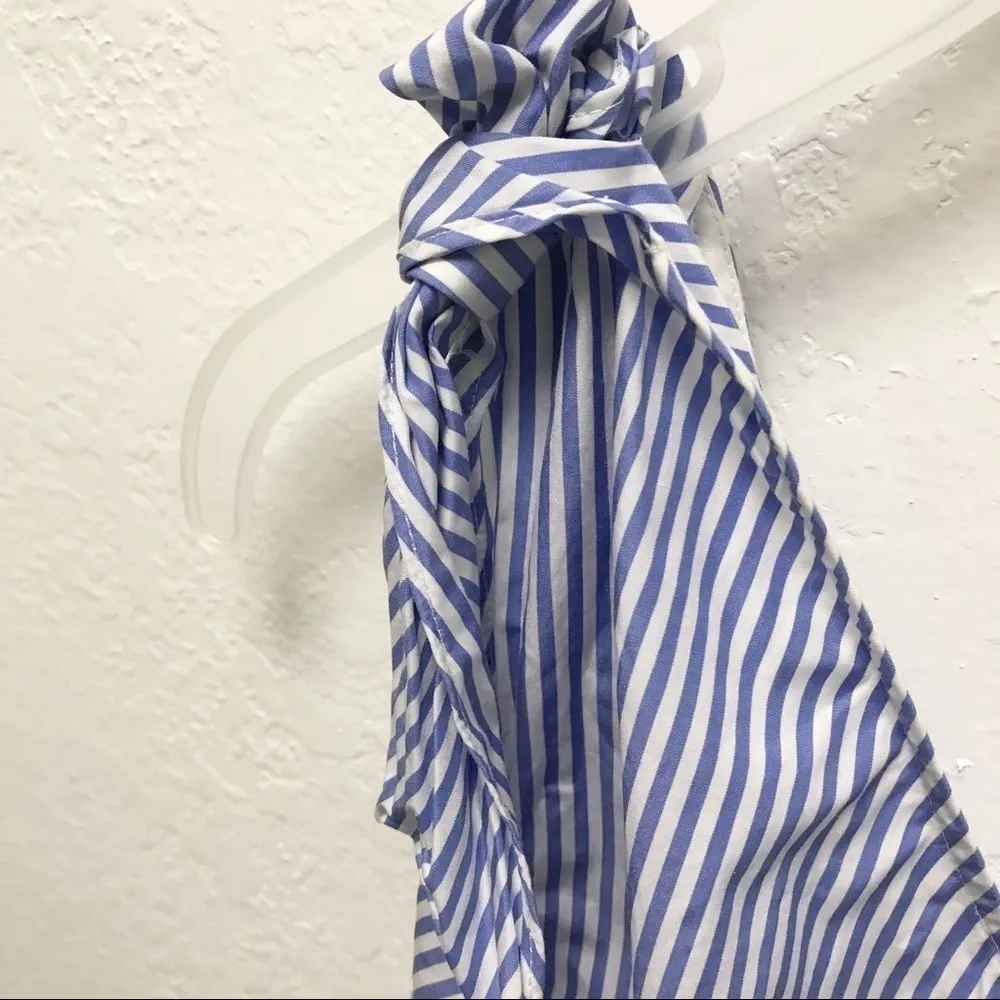 THEORY Womens Grajik One Shoulder Tank Top Size L Color Blue & White - Image 8