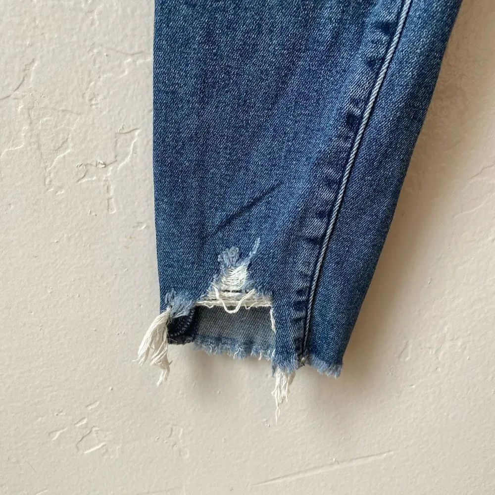 Abercrombie & Fitch Button Fly High Rise Super Skinny Raw Chewed Hem Ankle Jeans - Image 6