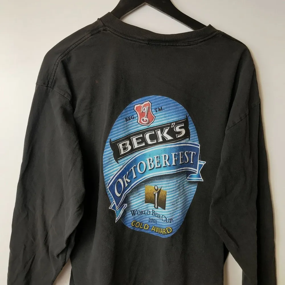 2002 Vintage Life Beckons Beck's Oktoberfest T Shirt Y2K Graphic 100% Cotton XL - Image 14