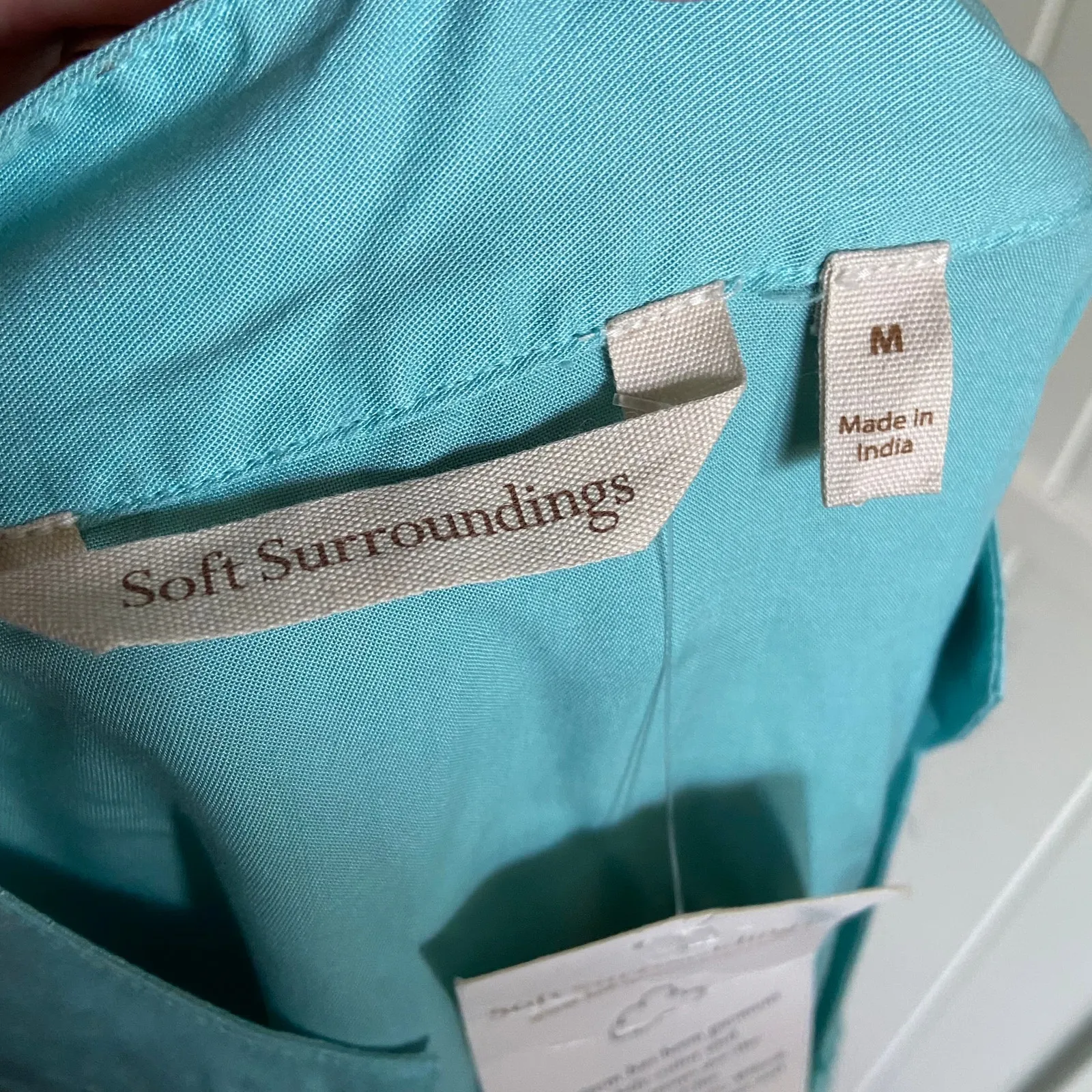 Soft Surroundings Womens Tunic M Artista Turquoise Blue Embroidered Floral NEW - Image 6