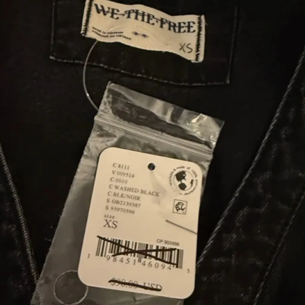 Free People NWT We the Free Black Denim Southside Vest in Washed Black - xs - Image 8