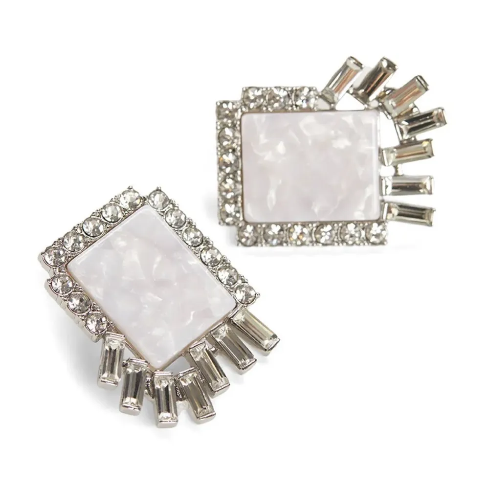 Lele Sadoughi Art Deco Rectangular Stud Earrings Mother Of Pearl Opalescent - Image 3