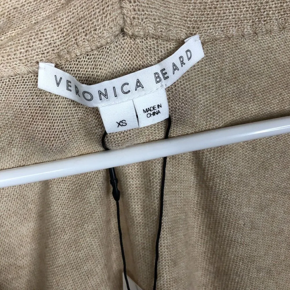 NEW VERONICA BEARD Sz XS Danzie Belted Longline Cardigan Beige Soft Wool Blend - Image 6