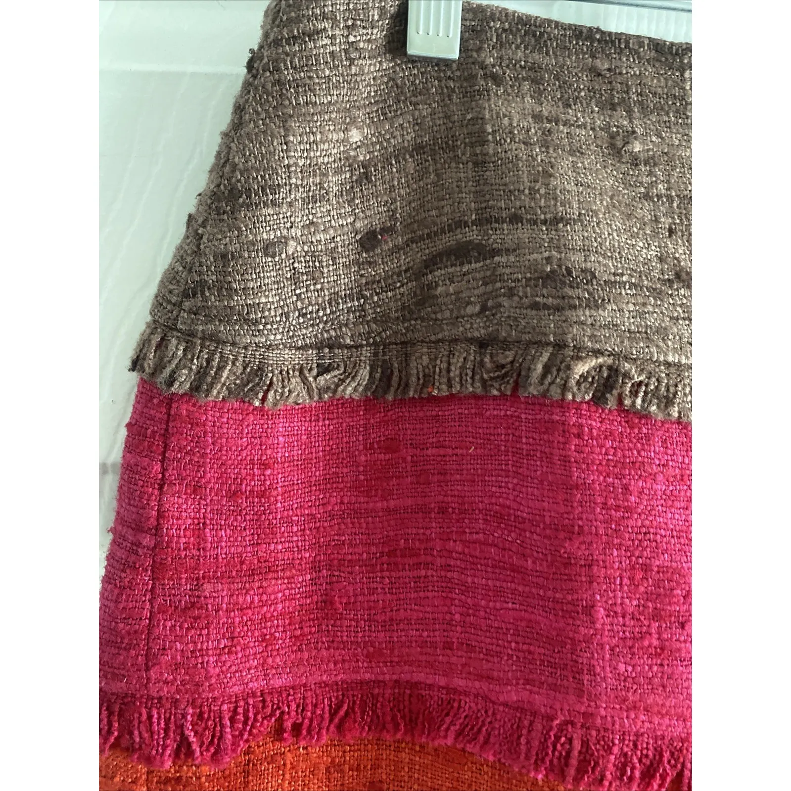 Sara Campbell Womens 6 Silk Colorblock Tiered Fringe Pencil Skirt Artsy Fem - Image 3