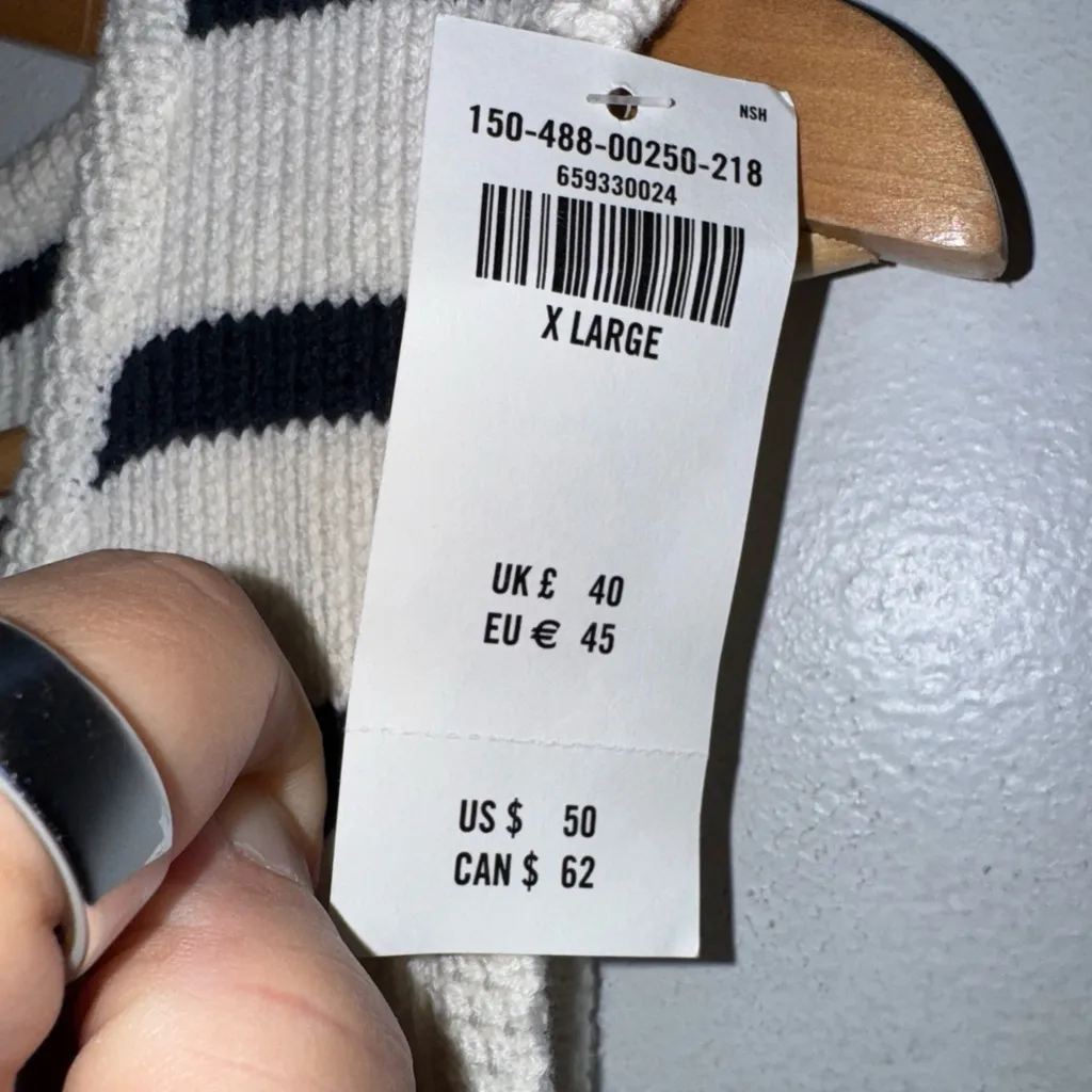 NWT Abercrombie & Fitch Sweater Vest‎ Navy White Striped Knit Button Up XL - Image 6