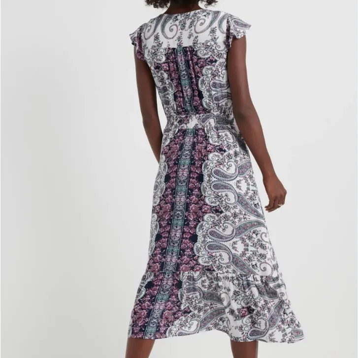 Lucky Brand Felicia Paisley Purple Midi Dress Boho Western Fall cottagecore - Image 5