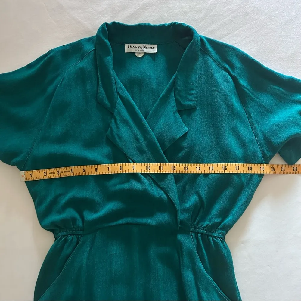 VTG Danny & Nicole New York | Teal Green Collared Dress w/ Big Pockets | Size 8 - Image 10