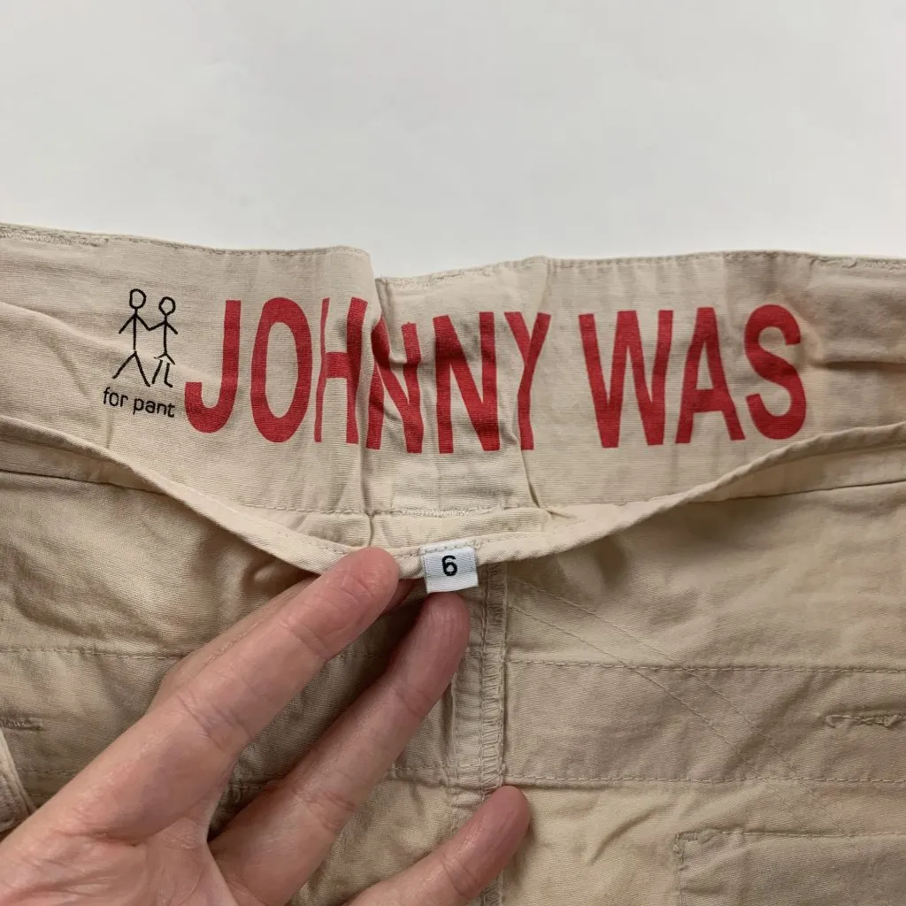 Johnny Was Tan Lightweight Poplin Wide Leg Cargo Pant 6 - Image 4