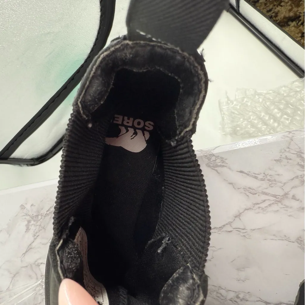 SOREL Hi‎ Line Heeled Slip On Chelsea Sock Boots Black Waterproof Sz 7 US Goth - Image 7