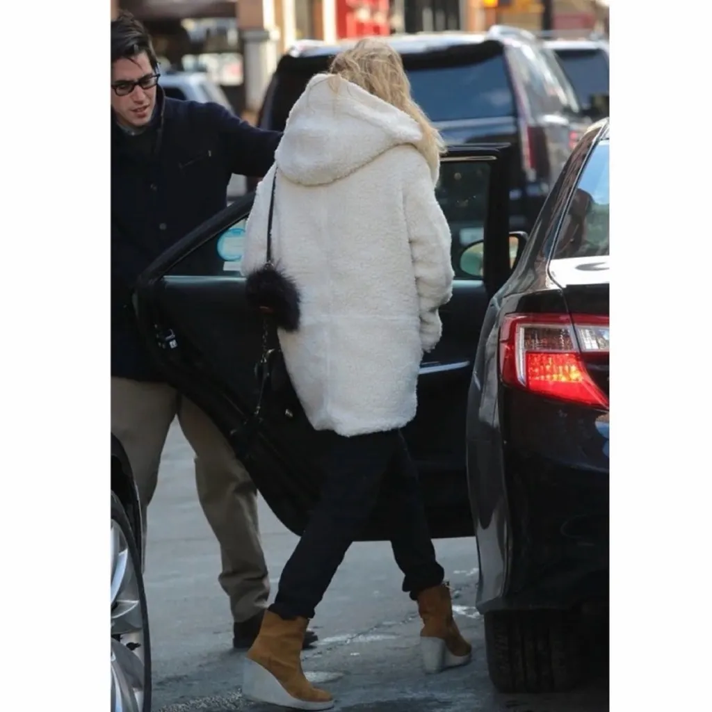 Maje Girofard Cream Faux Shearling Hooded Teddy Jacket Coat Size 1 Small - Image 5