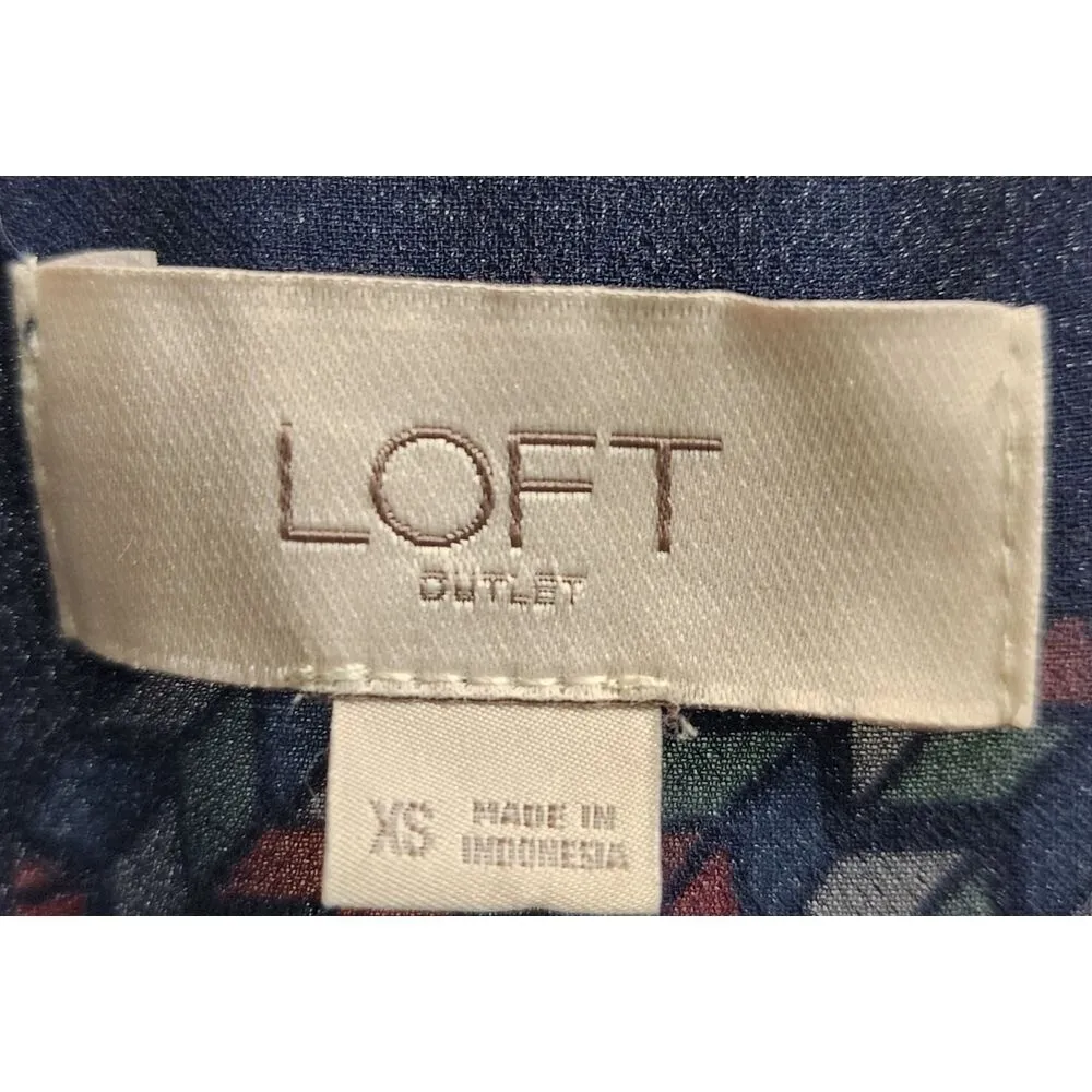 LOFT Navy Pineapple Print Cami‎ Top Tropical Summer Sleeveless Blouse XS - Image 3