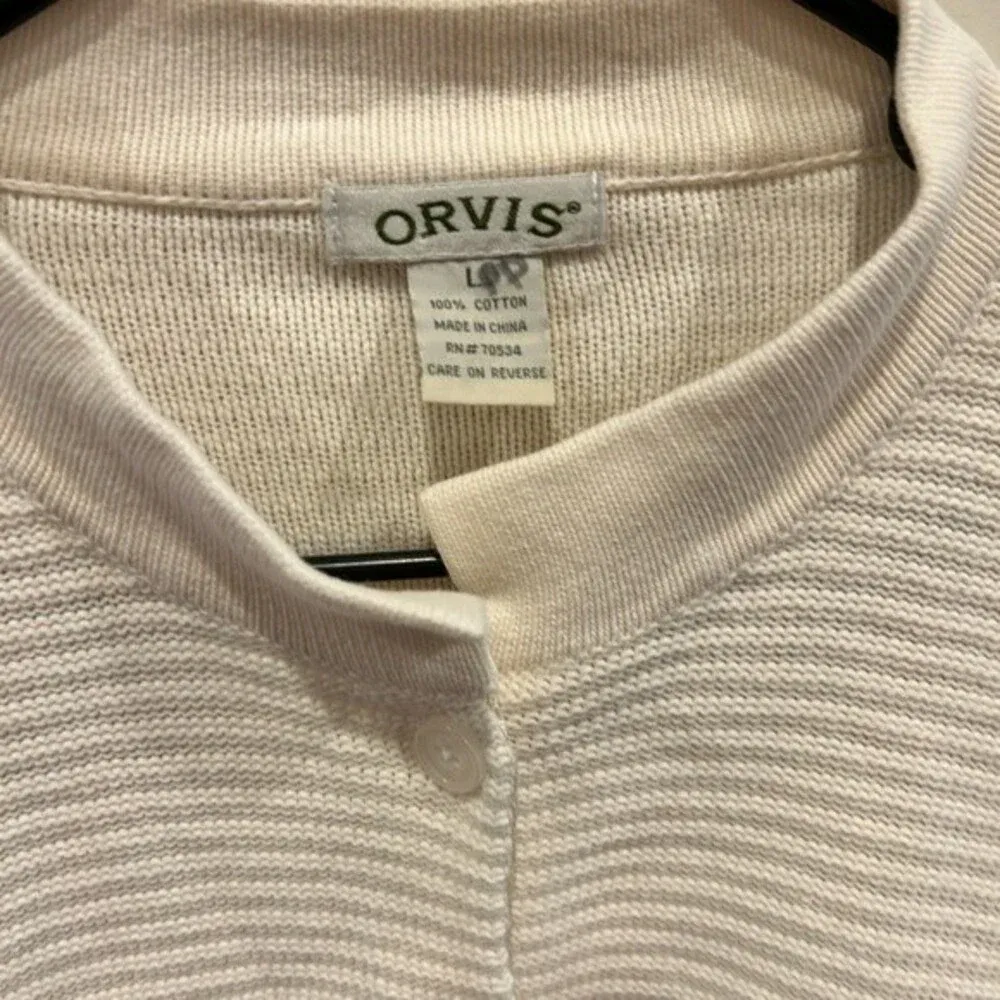 Orvis Off White Cotton Cardigan Women's Size Large‎ Button Down Gorpcore - Image 2