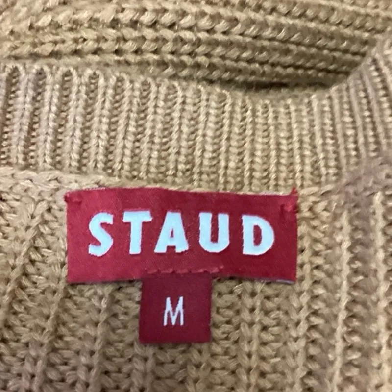 STAUD Marylebone Brown Tan Balloon Long Sleeve Knit Mini Bodycon Sweater Dress M - Image 5