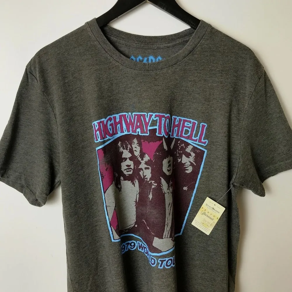 NEW Lucky Brand x ACDC Highway To Hell World Tour T Shirt Adult Gray Large - Image 10