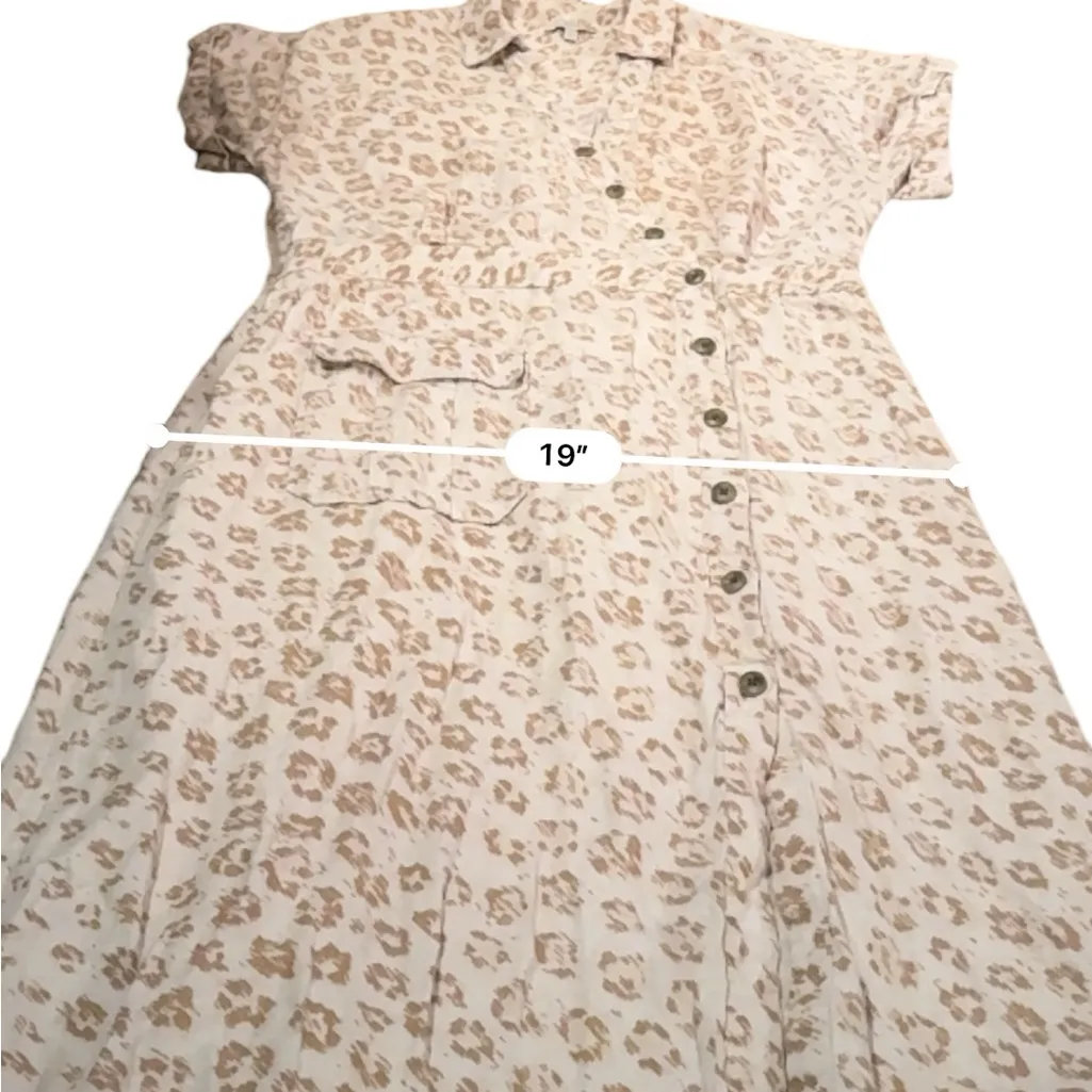 RTR Joie Coady 100% Linen Leopard Animal Print Short Sleeve Midi Dress Sz L‎ - Image 10