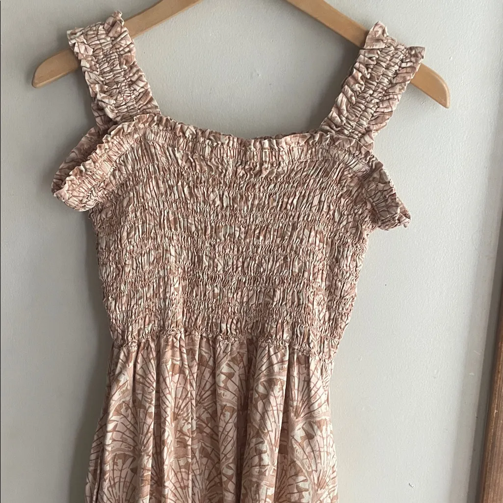 Madewell Linen-Blend Lucie Smocked Tank Mini Dress Painted Seashells Tawny Sand - Image 8