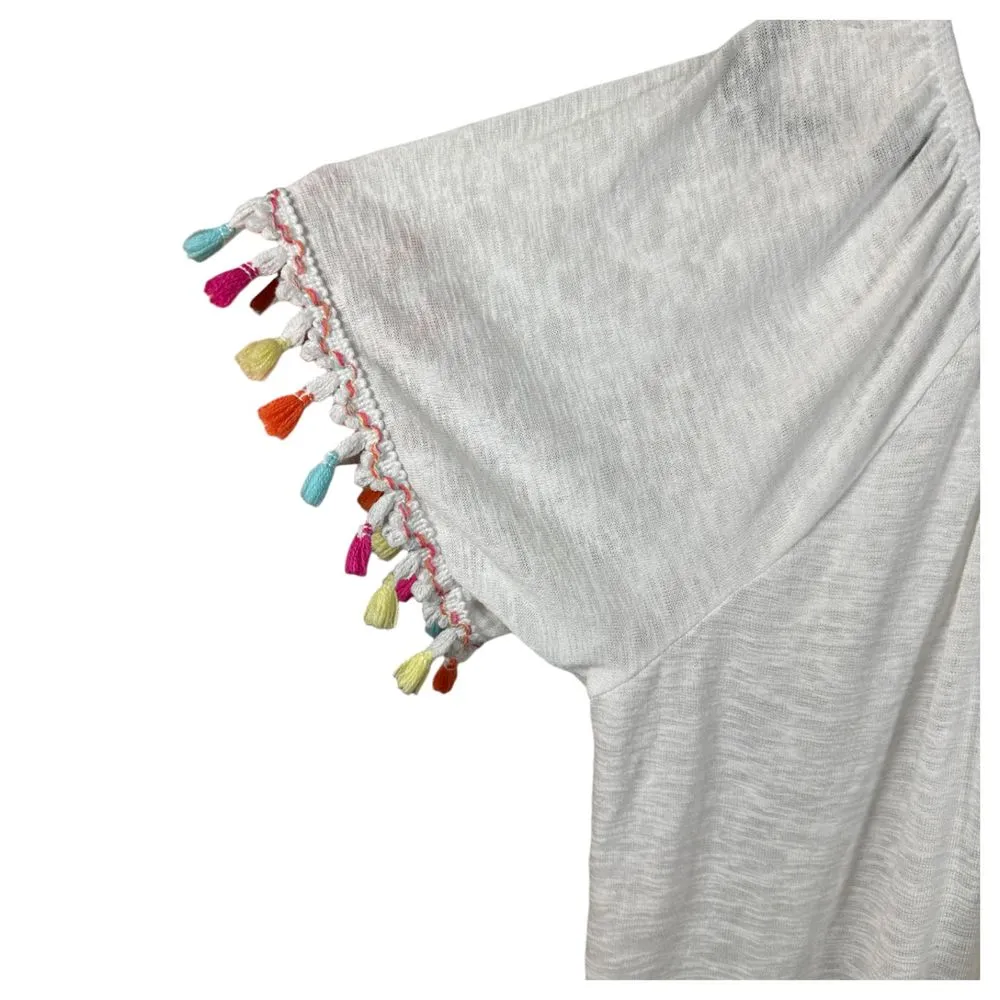 Time and Tru White Flowy Coverup Resort Cruise Tunic Blouse Size XL - Image 6