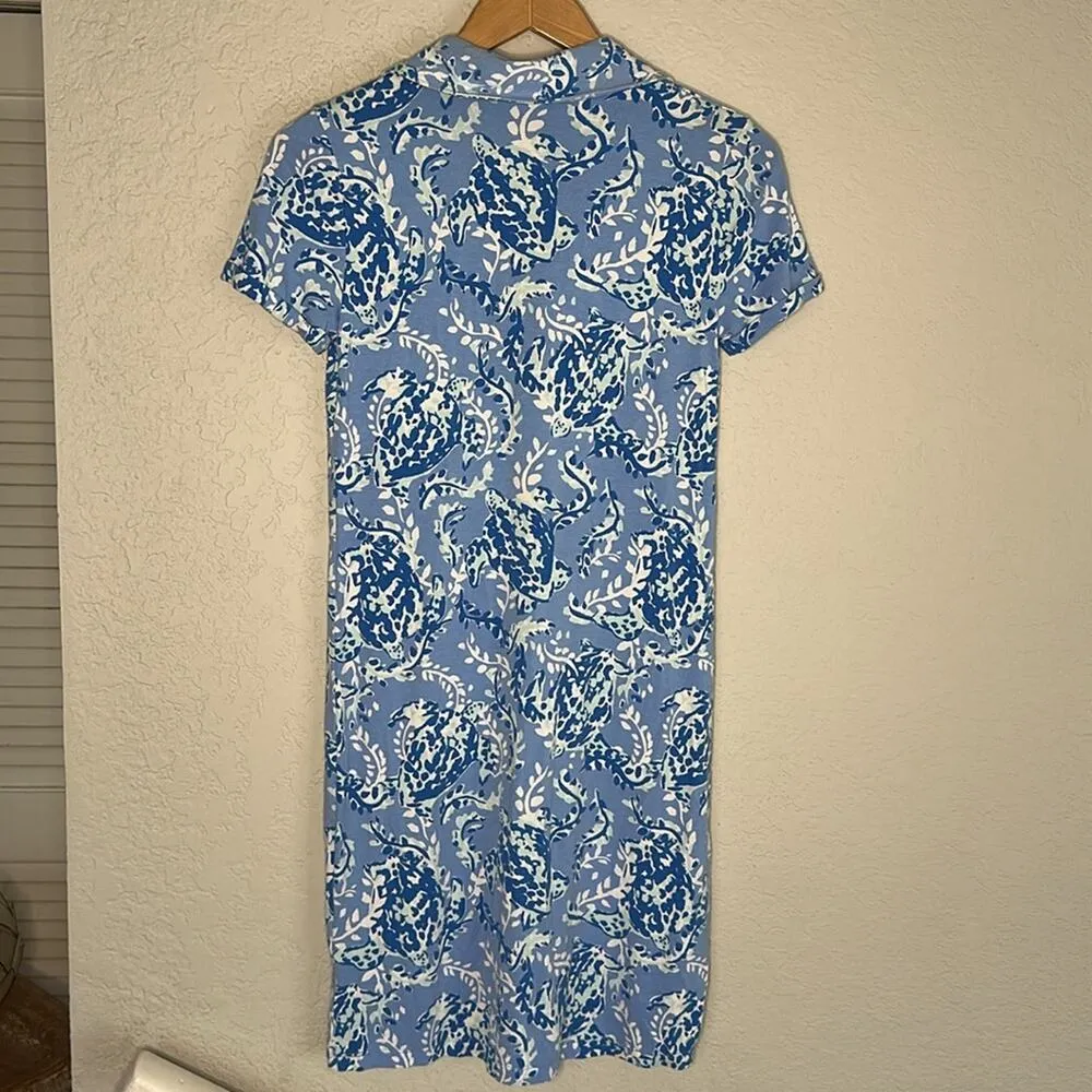 Lilly Pulitzer Sadie Polo Dress Blue Turtle UPF 50+ Preppy Resortwear Vacation - Image 7