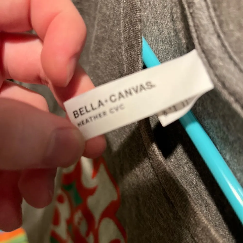 Bella Canvas long sleeved grey t-shirt that reads Merry and Bright - Image 3