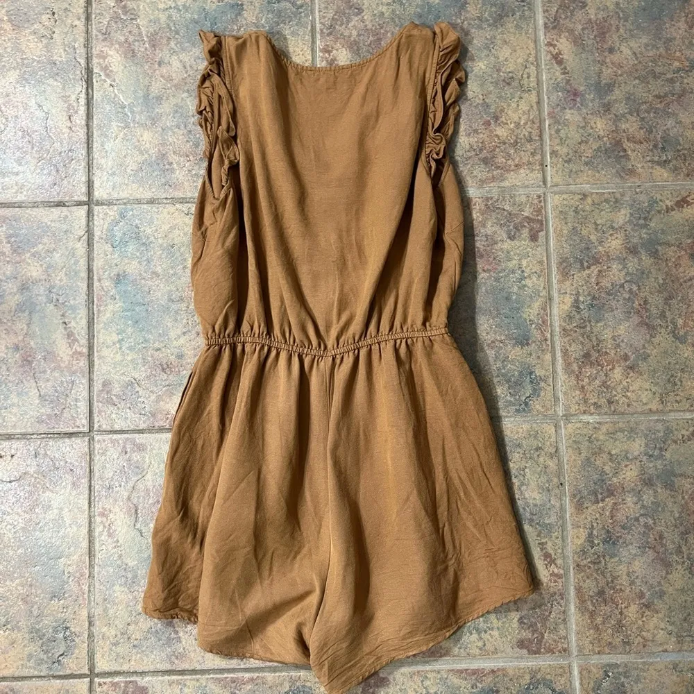 carmel colored front button romper - Image 4