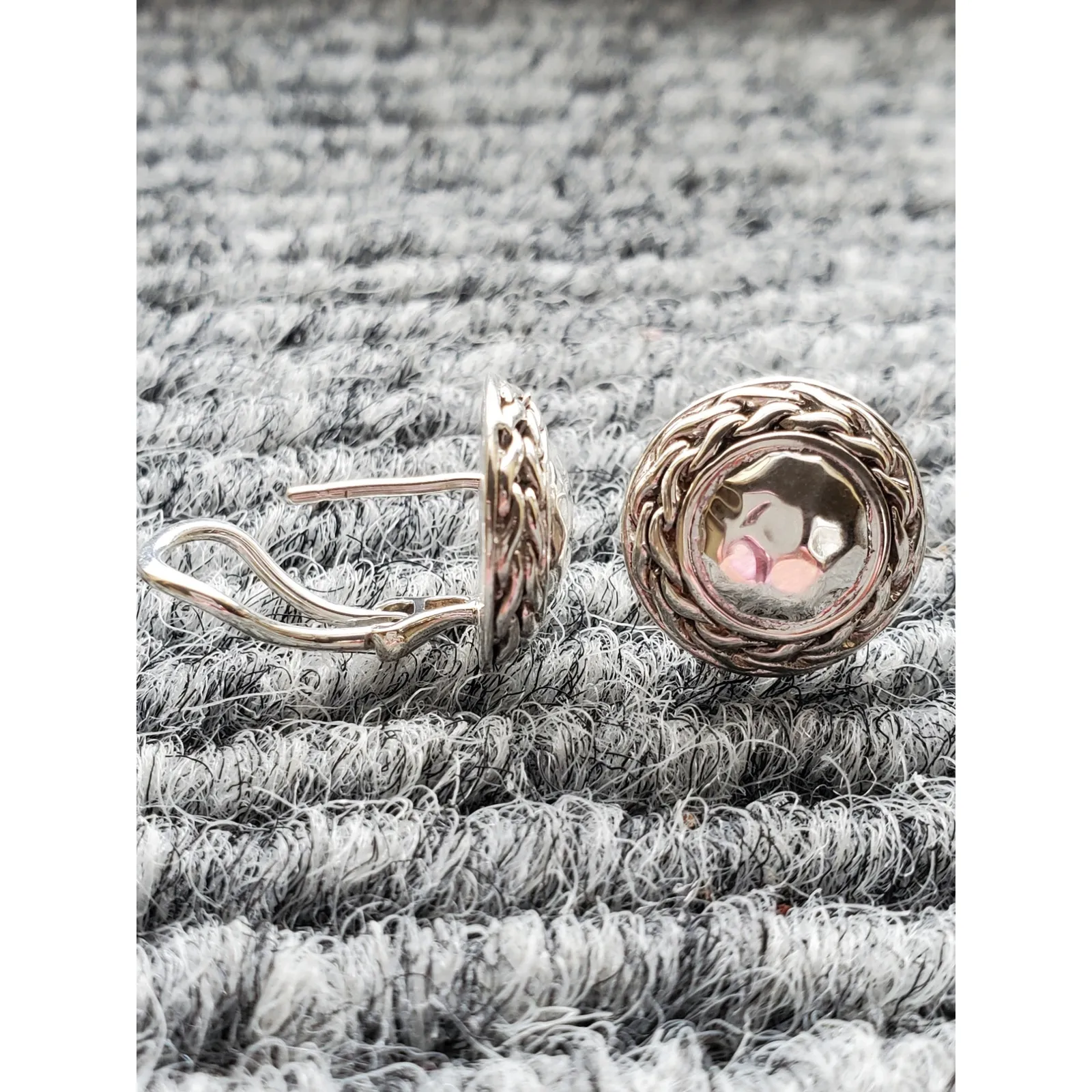 John Hardy Palu 925 Sterling Silver MEDIUM Round Omega Stud Earrings - Image 8