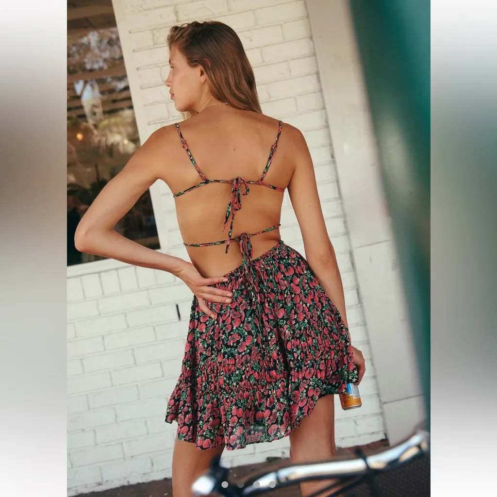 Nwot free people taking sides red tomato cutout back dress fall casual rare $130 - Image 2