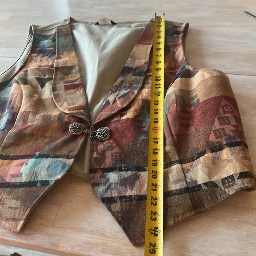 Vintage Roper Southwest Vest 80s Boho Print Hippie Southwestern Vest size 3X - Image 11