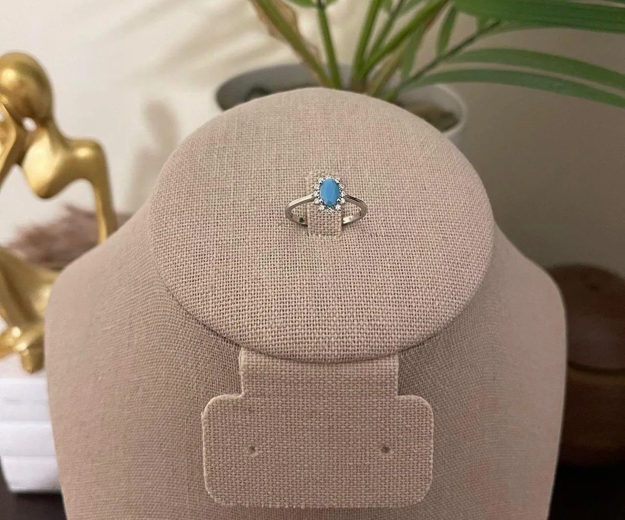 SIZE 7 925  Crown Natural Turquoise Cubic Zirconia Ring - Image 7